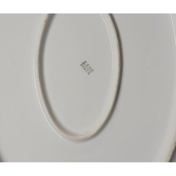 ZS Co Bavaria Large Oval Platter Gold Trim Hand Painted Green Pink Yellow Floral - Picture 13 of 14